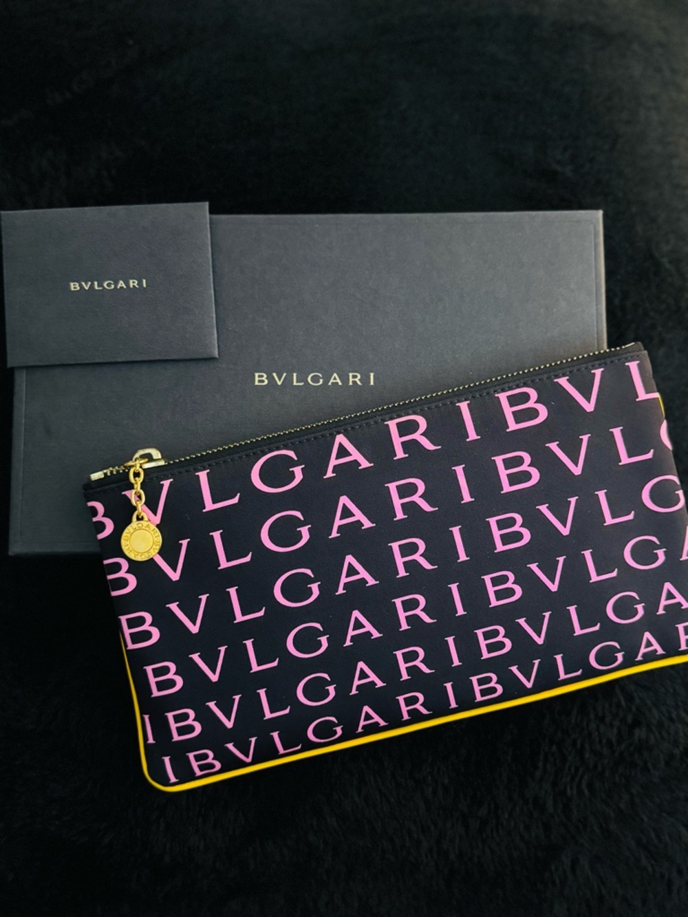 Bulgari Black with Pink logomania pouch